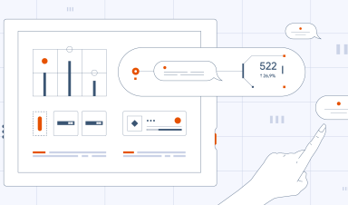 An isometric banner illustration representing revenue execution engines, real-time conversation intelligence, sales engagement dashboards, and performance analytics.