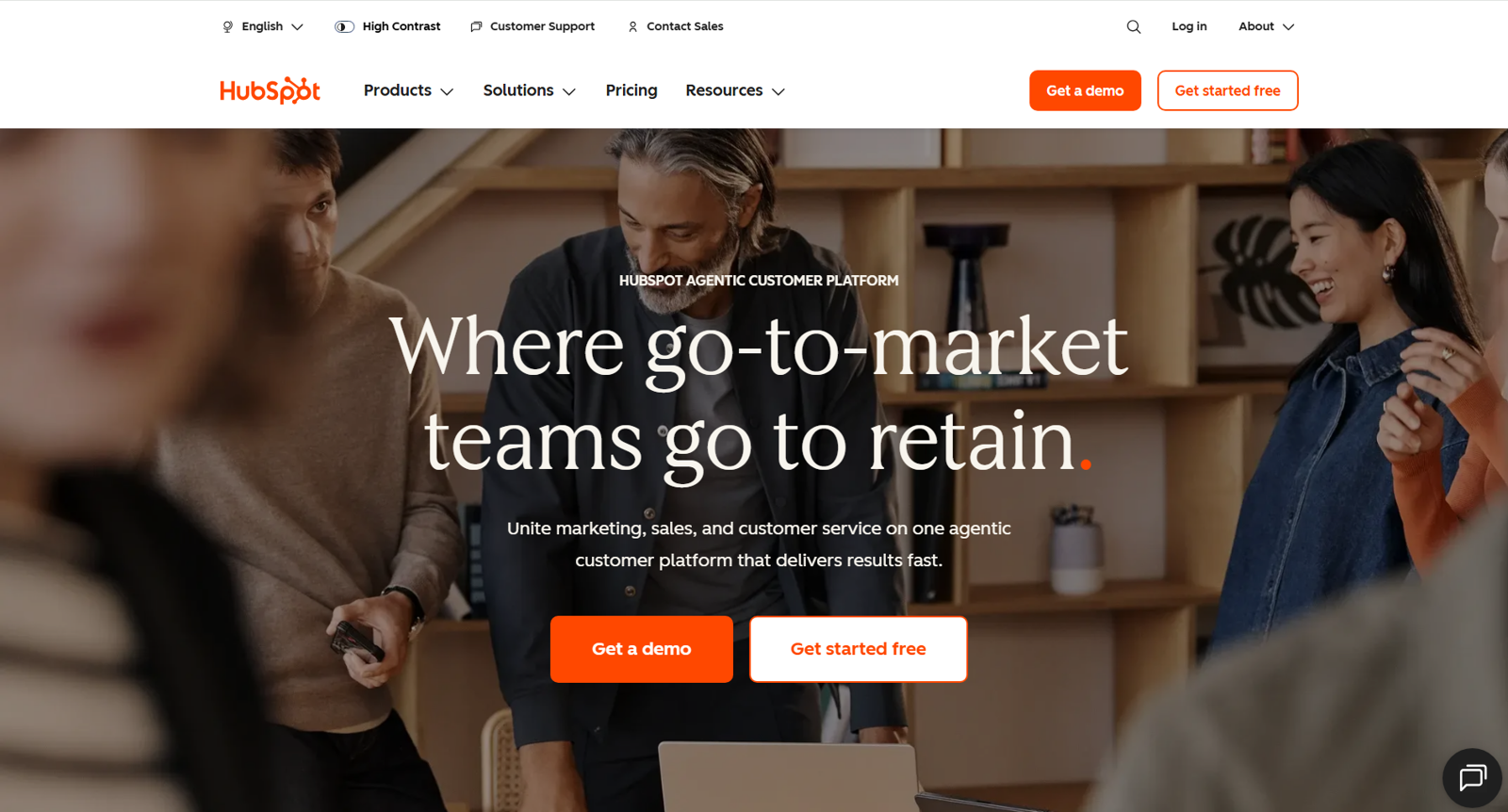 HubSpot homepage Where go-to-market teams go to retain
